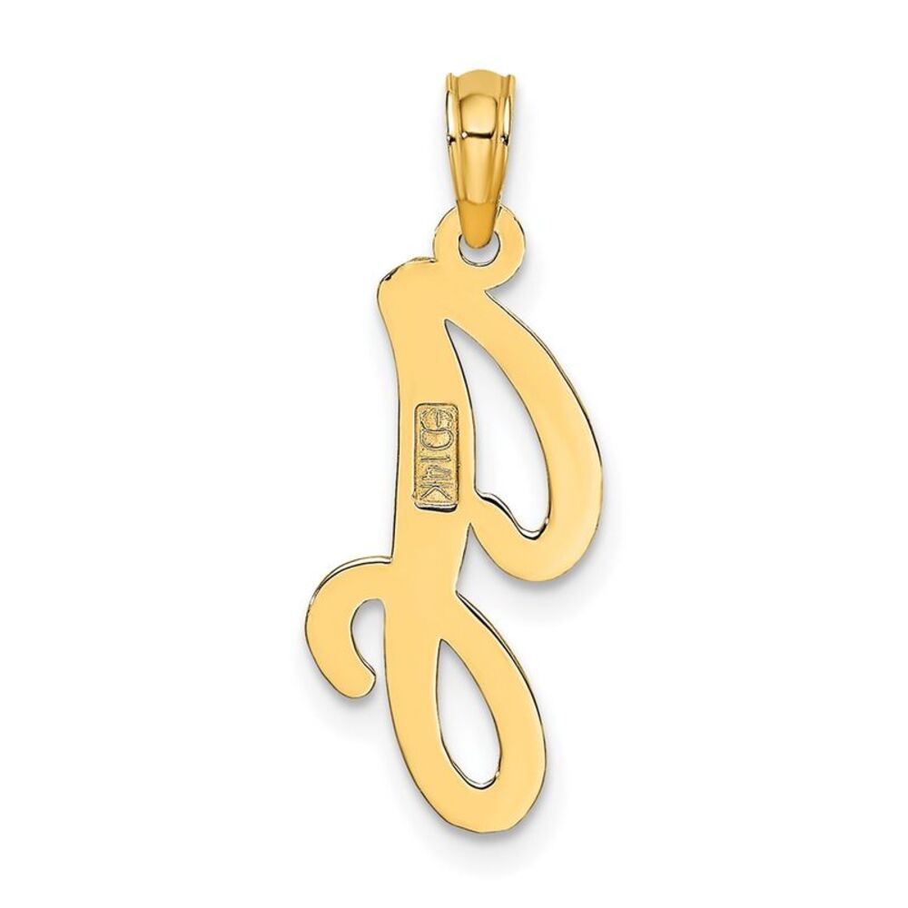10k Yellow Gold Polished J Script Initial Charm - image 4